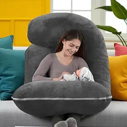 J Shaped Microfibre Solid Pregnancy Pillow Pack of 1-image-92