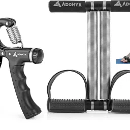 Fitness Combo of Tummy trimmer & Adjustable Hand Exerciser Finger Exerciser Fitness Accessory Kit Kit-image-1