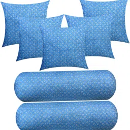 Combo Set of 5 Cushion And 2 Microfibre Floral Bolster Pack of 7-15