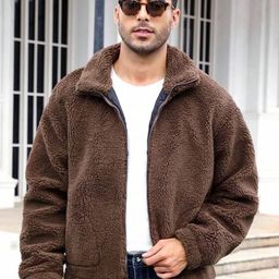Be Savage Men Woollen Windcheater Outdoor Bomber with Patchwork Jacket-picture-15
