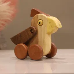 Wooden Handcrafted Pull Along Parrot Toy & Showpiece , Moving Wings-image-38