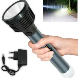 2 In 1 Charging Torch Long Range Flashlight Aluminium Body 10 hrs Torch Emergency Light-24