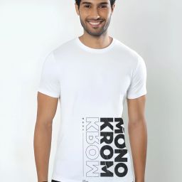 Men Graphic Print Round Neck Polyester White T-Shirt-image-47