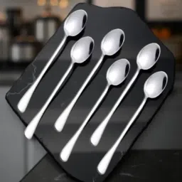 Set of 6 Long Handle Ideal for Beverages & Desserts Stainless Steel Ice-cream Spoon, Measuring Spoon Set-image-89