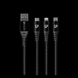 ultraprolink TrioLink Type A to Lightning Connector, Type B, Type C 4.95 Feet (1.5 M) 3-in-1 Cable (Tangle-free Design, Black)-34