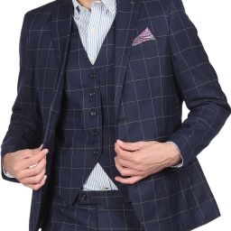 Men 4 Piece Suit Checkered Suit-image-63
