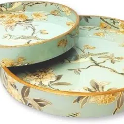 Aqua Blue Round Tray Tray Serving Set-14