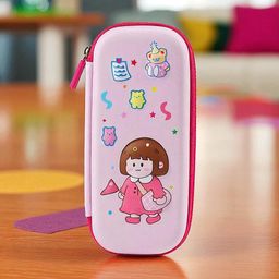 colorbee Vibrant Pink Birthday Cartoon Storage Pouch Multiple Compartments for Daily Use Animal Character, Cute Girl Cartoon, Floral Prints Art Polyester Pencil Box-picture-41