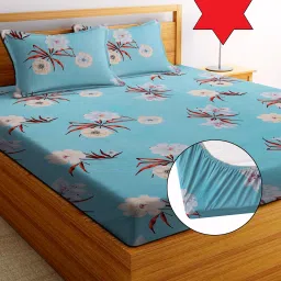 244 TC Cotton Double Printed Fitted (Elastic) Bedsheet-image-7