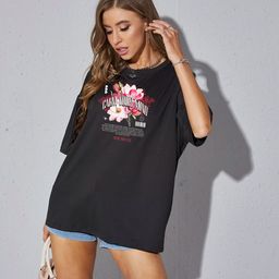 szn Women Printed Round Neck Polycotton Black T-Shirt-picture-9