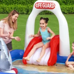JUMPER AND SLIDER LIFEGUARD TOWER PLAY CENTER 7 FT. 8 IN. X 6 FT. 8 IN. X 51 IN. Inflatable Swimming Pool-21