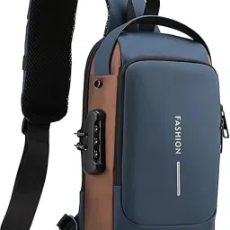 1.5 L Backpack Anti-Theft Chest Casual Shoulder Bag,Travel Hiking Side Bag Blue Golden-image-25