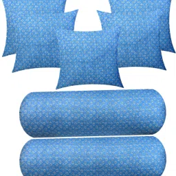 Combo Set of 5 Cushion And 2 Microfibre Floral Bolster Pack of 7-16