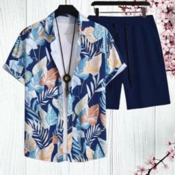 Men Night Suit Set Blue Printed-image-129