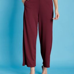 selvia Women Relaxed Red Lycra Blend Trousers-picture-25
