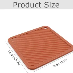 pepplo Pvc Coster C-C Square_Red_2,Pack of 2 Silicone Trivet image 5