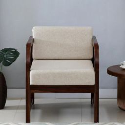 woodsworth from pepperfry Altena Sheesham Wood 1 Seater Sofa In Beige Colour-picture-37