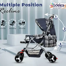 odelee Feeding Tray ,Adjustable Backrest, 360° Swivel Wheel , Reversible Handlebar Stroller image 5