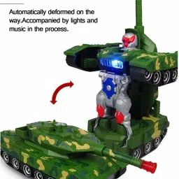goodsnet Deformation Combat Battle Robot Tank Changeable Robot Toy with Light and Sound Toy | Push and Go Friction Powered Crawling Toys for Kids image 4