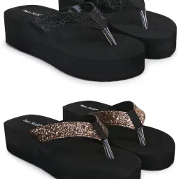Pack Of 2 Combo Stylish Extra Comfort Lightweight Dailywear Used Women Slippers-image-4
