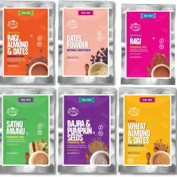 6 Trial Pack Combo (Trial Packs) - Organic & Fresh Porridge Mixes & Dry Dates Powder - 50g each Cereal-image-35