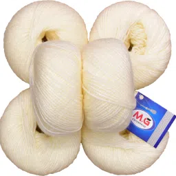 100% Acrylic Wool Cream (6 pc) Baby Soft Wool Ball Hand Knitting Wool/Art Craft Soft Fingering Crochet Hook Yarn, Needle Knitting Yarn Thread Dyed-10