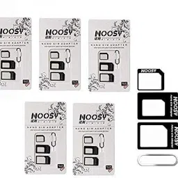 SANNO WORLD (Pack of 5) 4 in 1 Noosy SIM Card Adapter Kit Nano, Micro,Needle for iPhone, Moto E, Nokia (3 Pcs) Sim Adapter-37