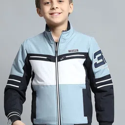 Monte Carlo Boys Mock Collar Colourblocked Casual Lightweight Bomber Jacket-image-96