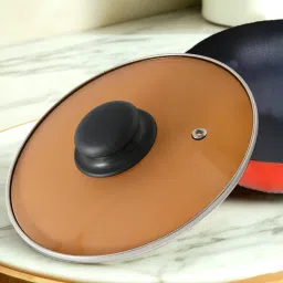 Pot Lids (24 cm) | Glass Lid For Utensils With Steel Rim (Amber) 24 inch Lid-34