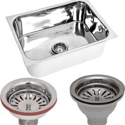 Kitchen Sink 24X18X9 Inches Glossy Finish Stainless Steel Sink With SS Coupling And PVC Coupling Single Bowl Kitchen Sink Stainless Steel || Bathroom Accessories Single Bowl Vessel Sink-image-91