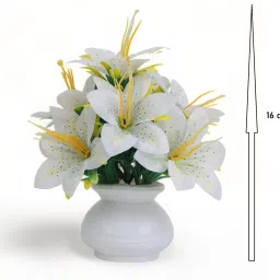 kanraj White Lily Artificial Flower with Pot image 3
