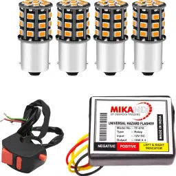 moto genius Front, Rear Hazard Indicator Flasher / 360 LED Light Bulb/Pattern Changer Switch Indicator Light Motorbike LED (12 V, 12 W) image 5