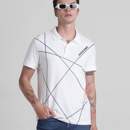 Men Printed Polo Neck Cotton Blend White T-Shirt-image-77