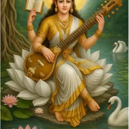 18 inch Mata Saraswati Wall Sticker For Home, Office Poster 12x18 Inch Self Adhesive Sticker-image-16