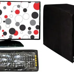 RS Creations PC Computer Cover Full Set for 19 inch Computer Monitor, Keybord (8*18 Inch) and CPU (7.5*18*16 Inch)- CC-19-IN-WHITE_P1-4