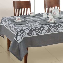 swayam Lance (90x60) Grey & White Cotton (Set of 8) Table Linen Set-picture-25
