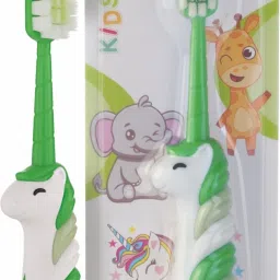 Unicorn Shape Brush Buddy Soft Tapered Bristles Kids Toothbrush. BPA Free|Green Extra Soft Toothbrush-image-86