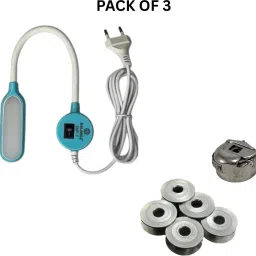 Pack of 3 LED Lights + Bobbin Case + Aluminium Bobbins for Sewing Machines Sewing Kit-image-29