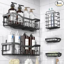 5 PCS BATHROOM ORGANISER Iron Wall Shelf-13