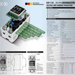 euro controls EVP71N 63A Single Phase Over - Under Voltage & Over Current Protector German Excellence Automatic trip & Recovery - On delay - Parameters Adjustable image 5