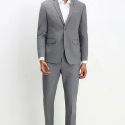 allen solly Men Men Grey Slim Fit Check Formal Two Piece Suit Checkered Suit-picture-30
