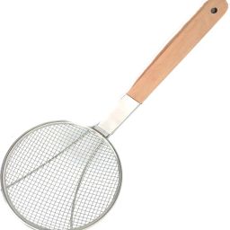 Stainless Steel Deep Fry Spoon With Wooden Handle Puri Strainer for kitchen Strainer-10