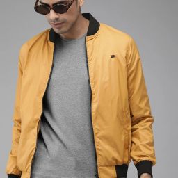 Men Solid Bomber Jacket-image-36