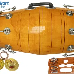 Mango wood Dholak with manjira and Khadtal Nut & Bolts Dholak-image-68