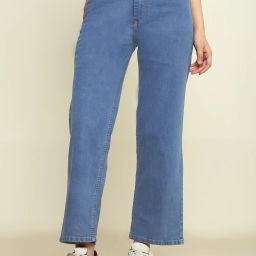 Women Flared High Rise Blue Jeans-image-76