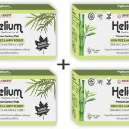 Helium Bamboo Premium Sanitary Pads - (Pack Of 4 * 20 = 80 Pads - XXL-330mm) Sanitary Pad-image-2
