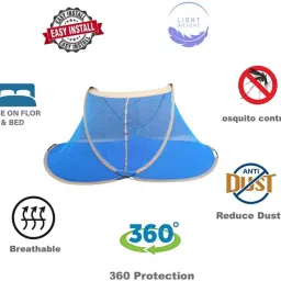 a one Polyester Kids Washable Mosquito Net For 0 To 3 Year Baby Size109cm x 53cm x 48cm Popup Mosquito Net image 3