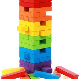 Wood Tumbling Blocks Set with 54 Pieces Stacking Game Toys for Kids-11