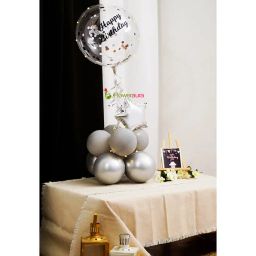 Silver Bday Balloon Bunch-30