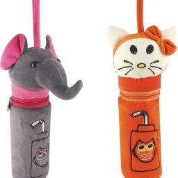 Elephant Gray & Hellocat Orange Baby Feeding Bottle Cover Pack of 2-image-91